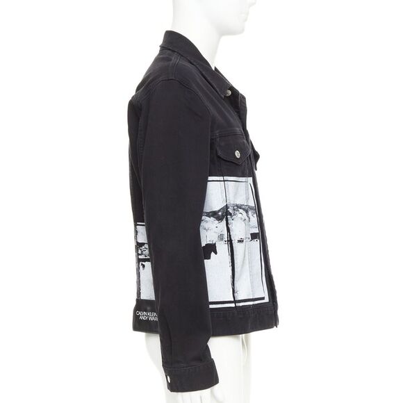 CALVIN KLEIN 205W39NYC Raf Simons Andy Warhol black pop art trucker jacket L